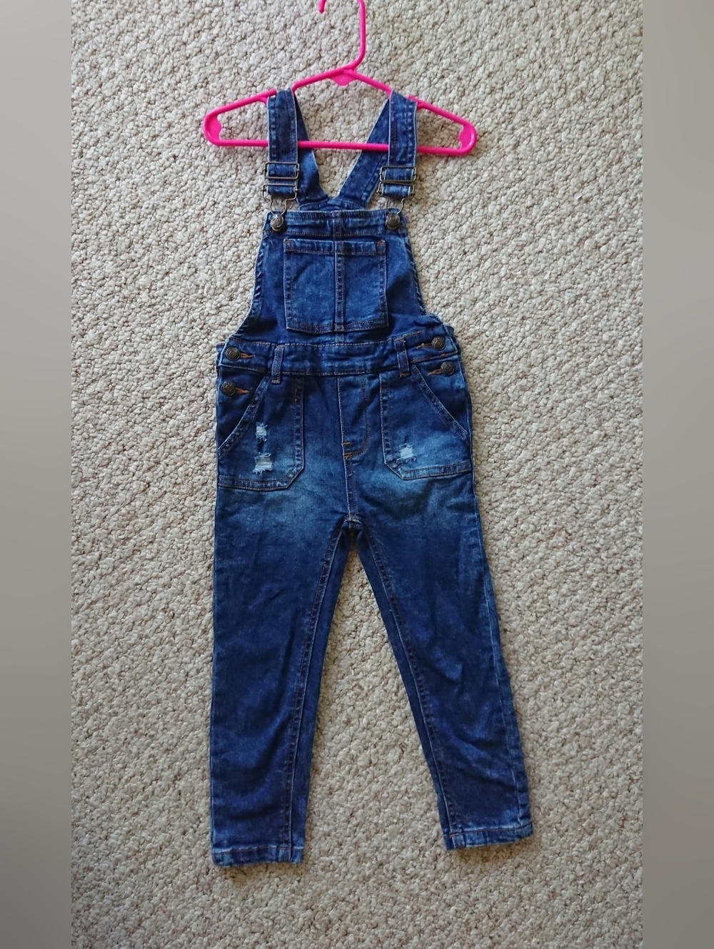 7 For All Mankind Toddler Girls Dark Wash Denim Overalls Size 4T